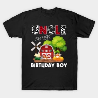 Uncle Of Birthday For Girl Cow Farm Birthday Cow T-Shirt